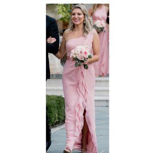 White by Vera Wang One-Shoulder Chiffon Dress – Blush – Size 6